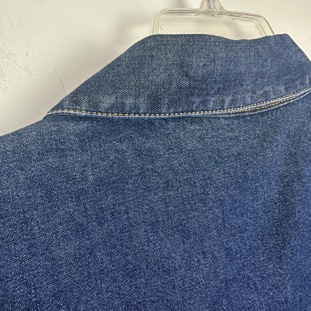 Vintage Teddi Womens Denim Button Up Shirt 2X Blue Beaded Pleated Western Boho - Picture 6 of 9